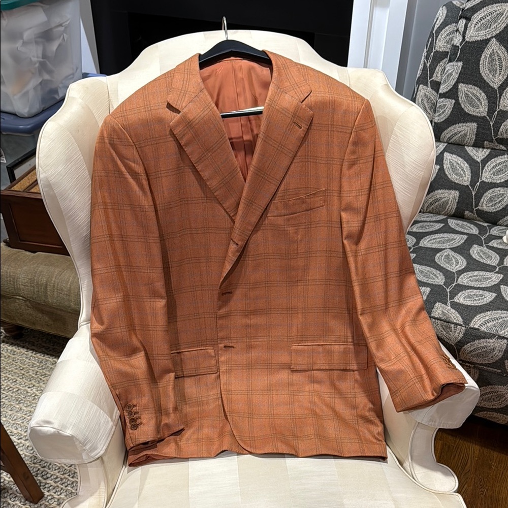 Kiton Orange Sport Coat Lightweight Blazer